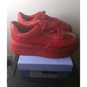 Liliana Red Patent Platform Sneakers Size 11